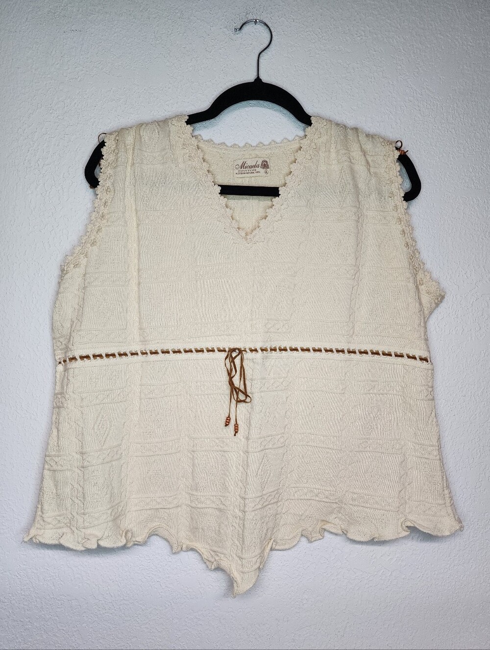 Micaela‎ (Greg) 100% natural Algodon Cotton Sleeveless Made in Peru Boho XL Top